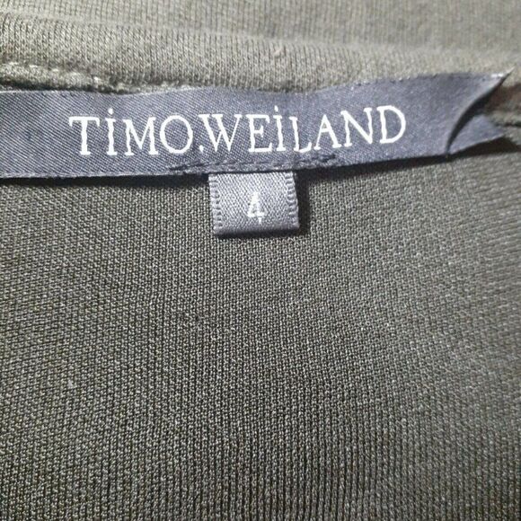 Timo‎ Weiland Top Women's Army Green Leather Abstract Camo Look Size 4 - Picture 6 of 7